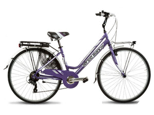 City bike in alluminio femminile con ruote 26" e cambio posteriore 6 velocità .