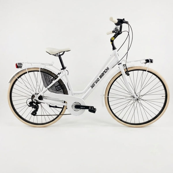 Citybike für Damen aus Aluminium im Vintage-Stil, 6 Gänge, Weiß