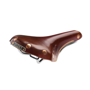 Sella swift marrone con rivetti in rame. Sella sportiva Brooks