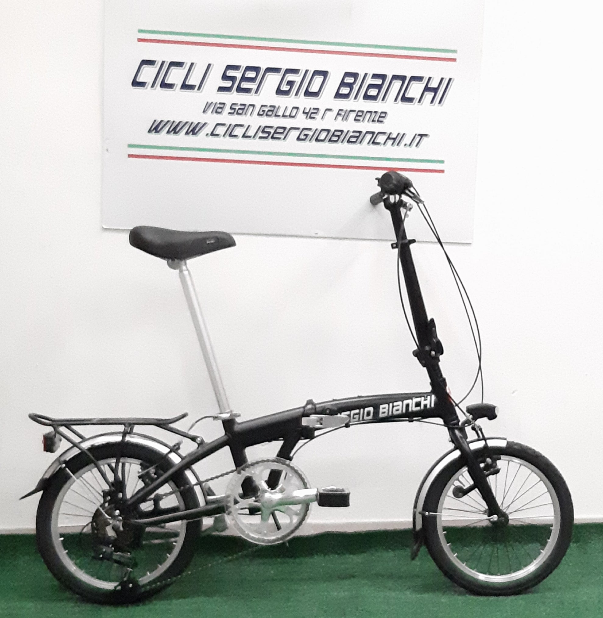 Bicicletta pieghevole Sergio Bianchi in alluminio con ruota 16" e cambio posteriore 6 velocità .