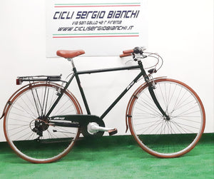 City bike vintage con cambio 6 velocità, manubrio peugeot a tubazione tonda