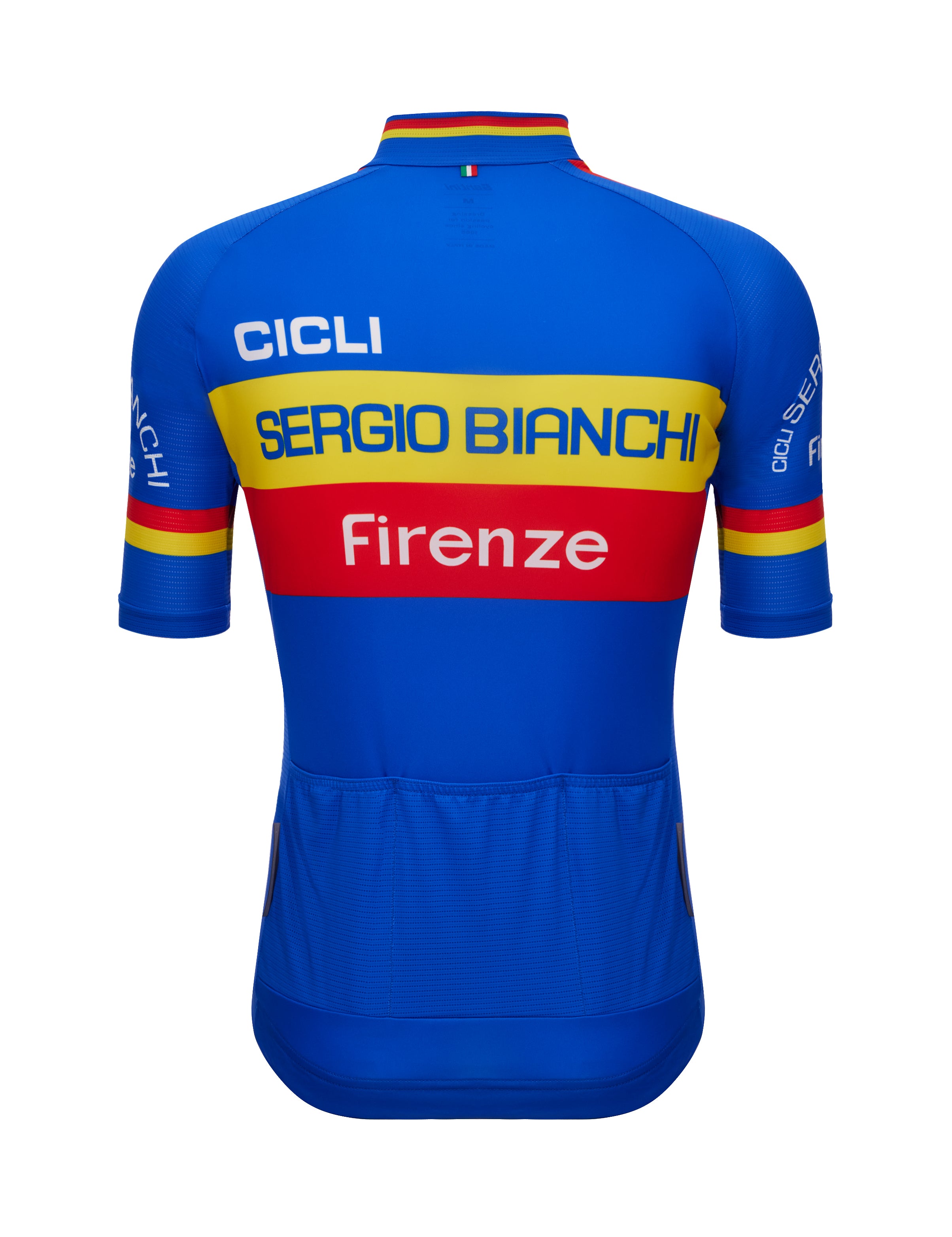 Veduta posteriore maglia da ciclismo blu Sergio Bianchi Firenze
